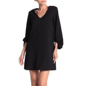 Everly black shift dress with balloon sleeves